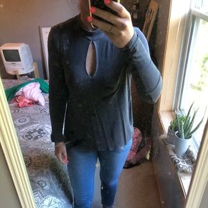 Grey keyhole long sleeve